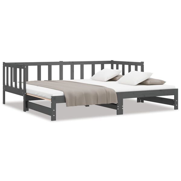 vidaXL Day Bed Grey Solid pinewood 2x Pull-Out Day Bed Rectangular