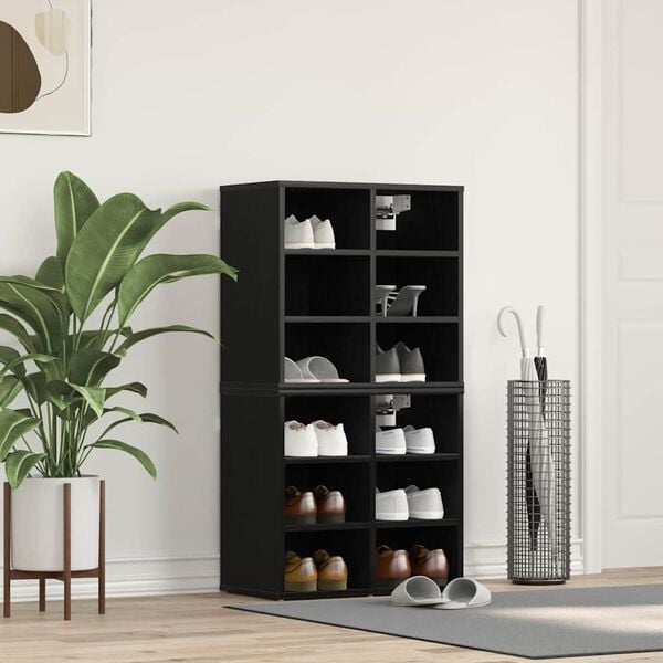vidaXL Shoe Cabinet 2 pcs Black Oak 20.47 x 11.81 x 19.88 in