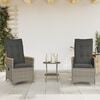 vidaXL Bistro Set Grey PE rattan, powder-coated steel, solid acacia wood