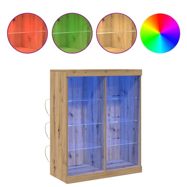 vidaXL LED Sideboard Artisan Oak 16.14 x 14.57 x 39.37 in