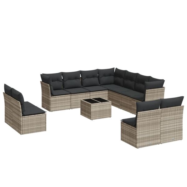 vidaXL Garden Sofa Set Light Grey PE rattan Large Modular