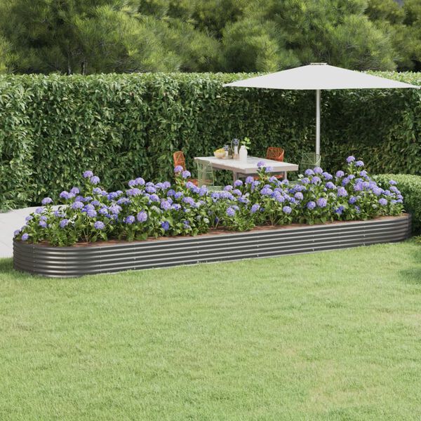 vidaXL Garden Raised Bed Grey Powder-coated steel Large Durable