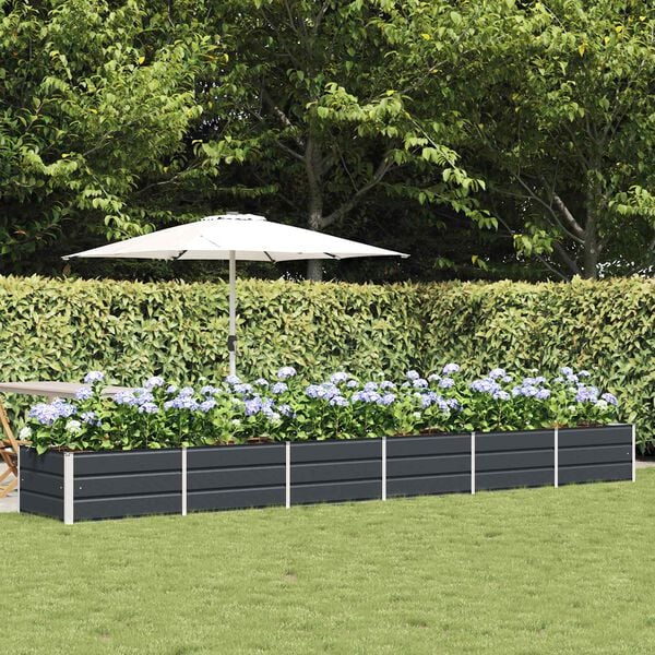 vidaXL Planter Anthracite 188.98 x 31.50 x 17.72 in Steel