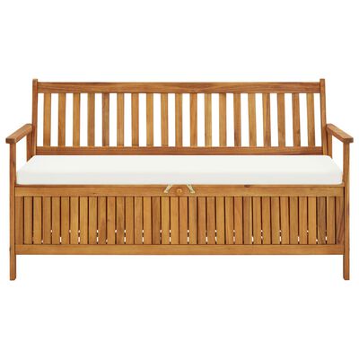 vidaXL Storage Bench with Cushion 58.2" Solid Acacia Wood