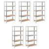 vidaXL 5-Layer Heavy-duty Shelves 5 pcs Silver Steel&Engineered Wood