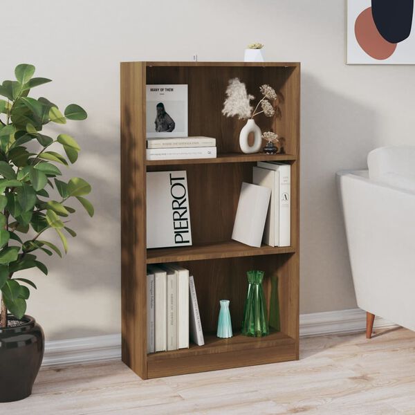 vidaXL Book Cabinet Brown oak Engineered wood Medium Book Cabinet