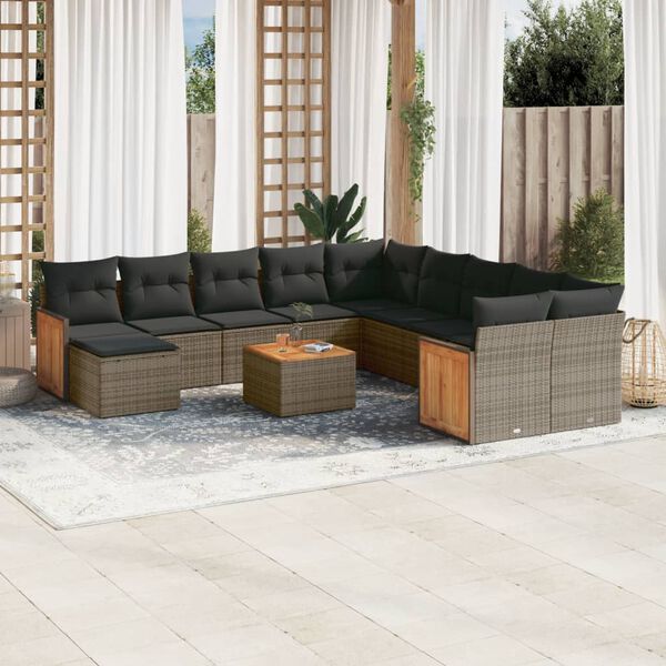 vidaXL Garden Sofa Set Grey, Dark Grey