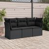 vidaXL Patio Sofa Set Black PE rattan, powder-coated steel, polyester