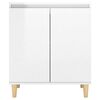 vidaXL Sideboard&Solid Wood Legs High Gloss White 23.6"x13.8"x27.6" Engineered Wood