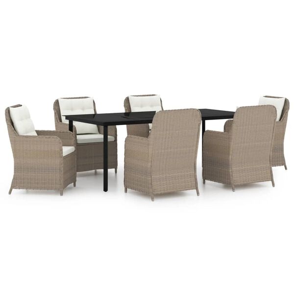 vidaXL Garden Dining Set Brown & Cream White