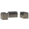 vidaXL Corner Sofa Grey PE rattan, Powder-coated steel, Polyester, PVC