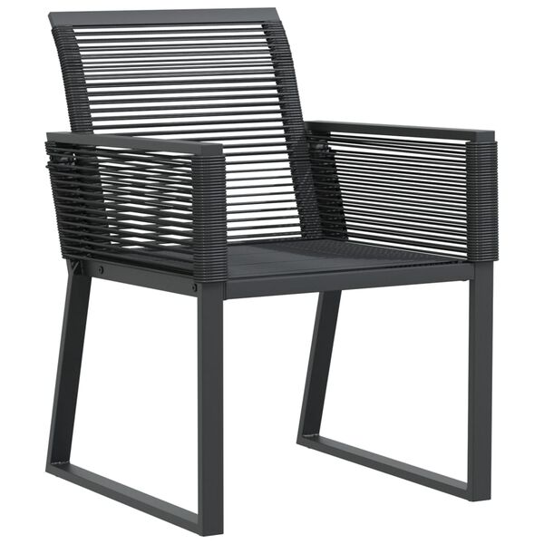 vidaXL Garden Chair Black Poly Rattan, Powder-Coated Steel Standard