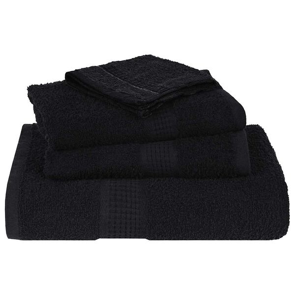 vidaXL Soap Towel Set of 4 Black 100% Cotton 11.8 in x 11.8 in