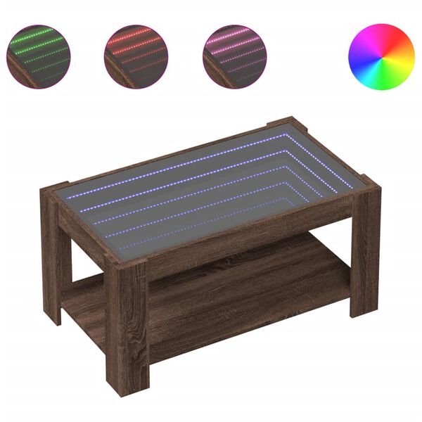 vidaXL Coffee Table Brown Oak Engineered Wood, Glass Medium Coffee Table