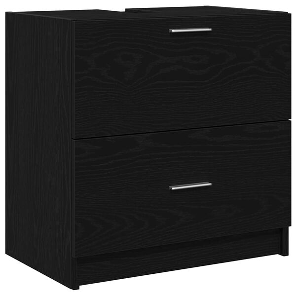 vidaXL Bathroom Cabinet with Drawer Black Oak 23.23 x 14.57 x 23.23 in