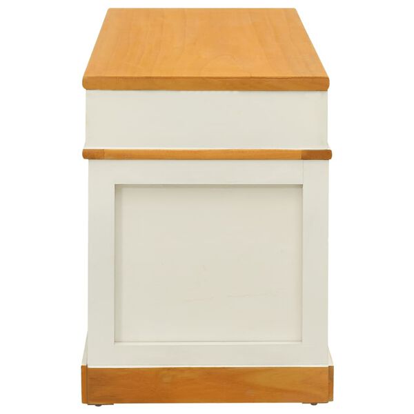 vidaXL Storage Bench White and Light Wood Solid Paulownia Wood 39.4 in