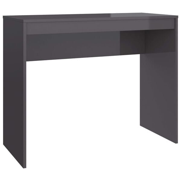 vidaXL Desk High gloss grey Engineered wood Compact Sleek Desk