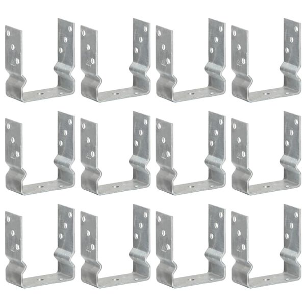 vidaXL Fence Anchors 12 pcs Silver 4.7x2.4x5.9" Galvanised Steel