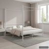 vidaXL Bed Frame White Powder-coated metal 78.7x78.7 in Durable