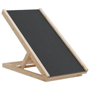 vidaXL Dog Ramp Grey Solid Fir Wood, Polyester 27.6 x 13.8 in Foldable