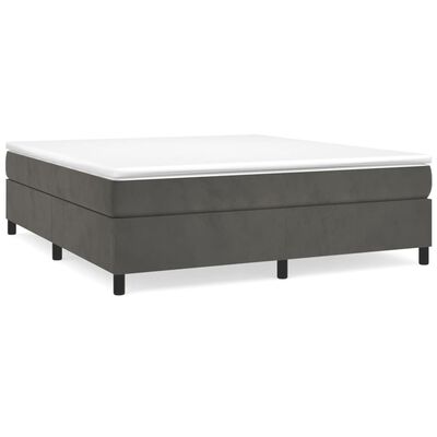 vidaXL Box Spring Bed with Mattress Dark Gray 72"x83.9" California King Velvet