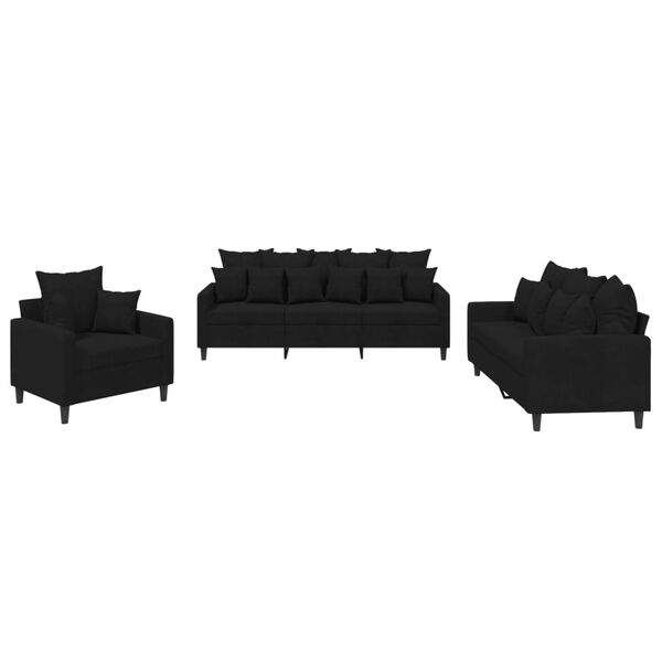 vidaXL Sofa Set Black Velvet (100% polyester), metal, textilene, plywood