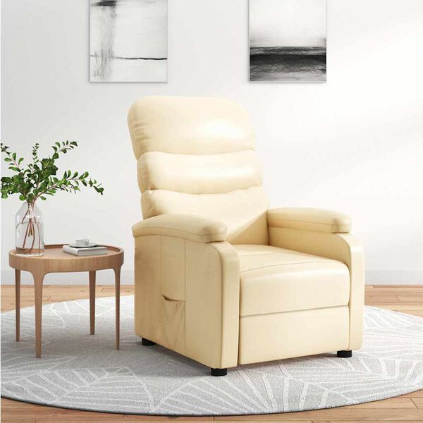 vidaXL Recliner Cream Faux Leather