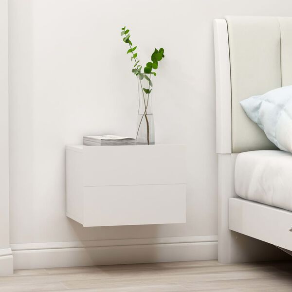 vidaXL Bedside Cabinet Set of 2 White Engineered Wood Medium