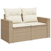 vidaXL Garden Sofa Set Beige Poly Rattan Large Adjustable Armrests