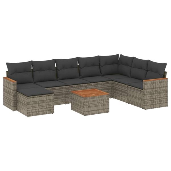 vidaXL Garden Sofa Set Grey PE rattan Medium Modular Garden Sofa Set