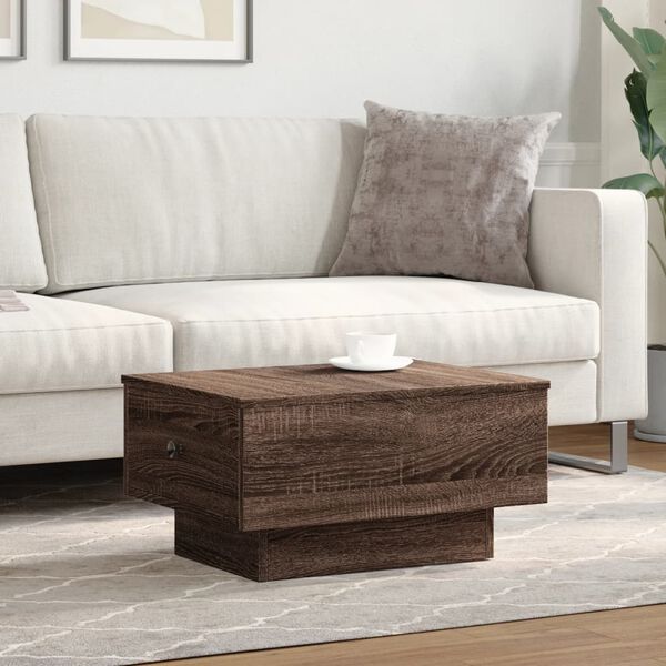 vidaXL Coffee Table Brown Oak Engineered Wood, Metal 23.6 x 17.7 x 12.2 in