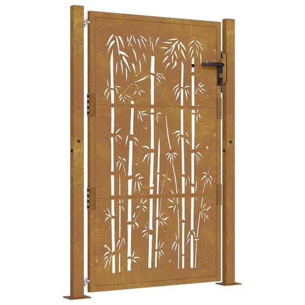 vidaXL Garden Gate 39.4x59.1" Corten Steel Bamboo Design