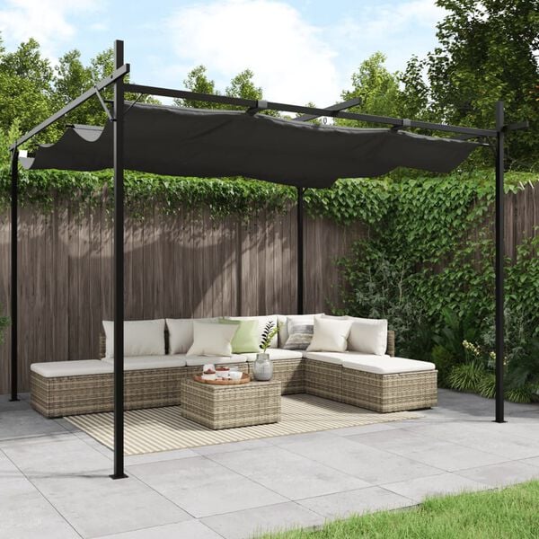 vidaXL Pergola Anthracite Polyester, Powder-coated steel, Aluminum Large