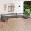 vidaXL 10 Piece Patio Lounge Set Gray Solid Pinewood