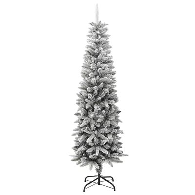 vidaXL Artificial Slim Christmas Tree with Flocked Snow 6 ft PVC&PE