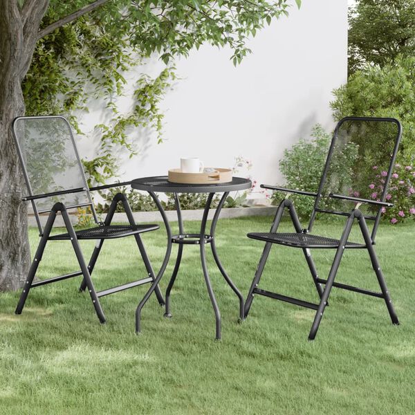 vidaXL Garden Table Anthracite Expanded Metal Mesh Compact Durable