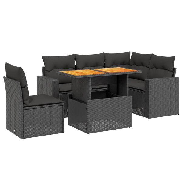 vidaXL Garden Sofa Set Black PE rattan Modular Adjustable Armrests