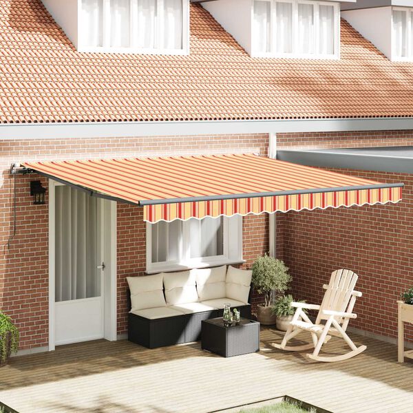 vidaXL Retractable Awning yellow and orange 157.48" x 118.11" fabric