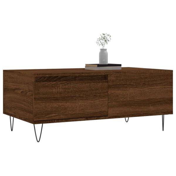 vidaXL Coffee Table Brown Oak Engineered Wood, Metal Medium Coffee Table