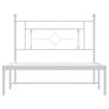 vidaXL Bed Frame White Powder-Coated Steel Twin Bed Frame Rectangular