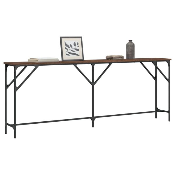 vidaXL Console Table Brown Oak Engineered Wood, Metal Large