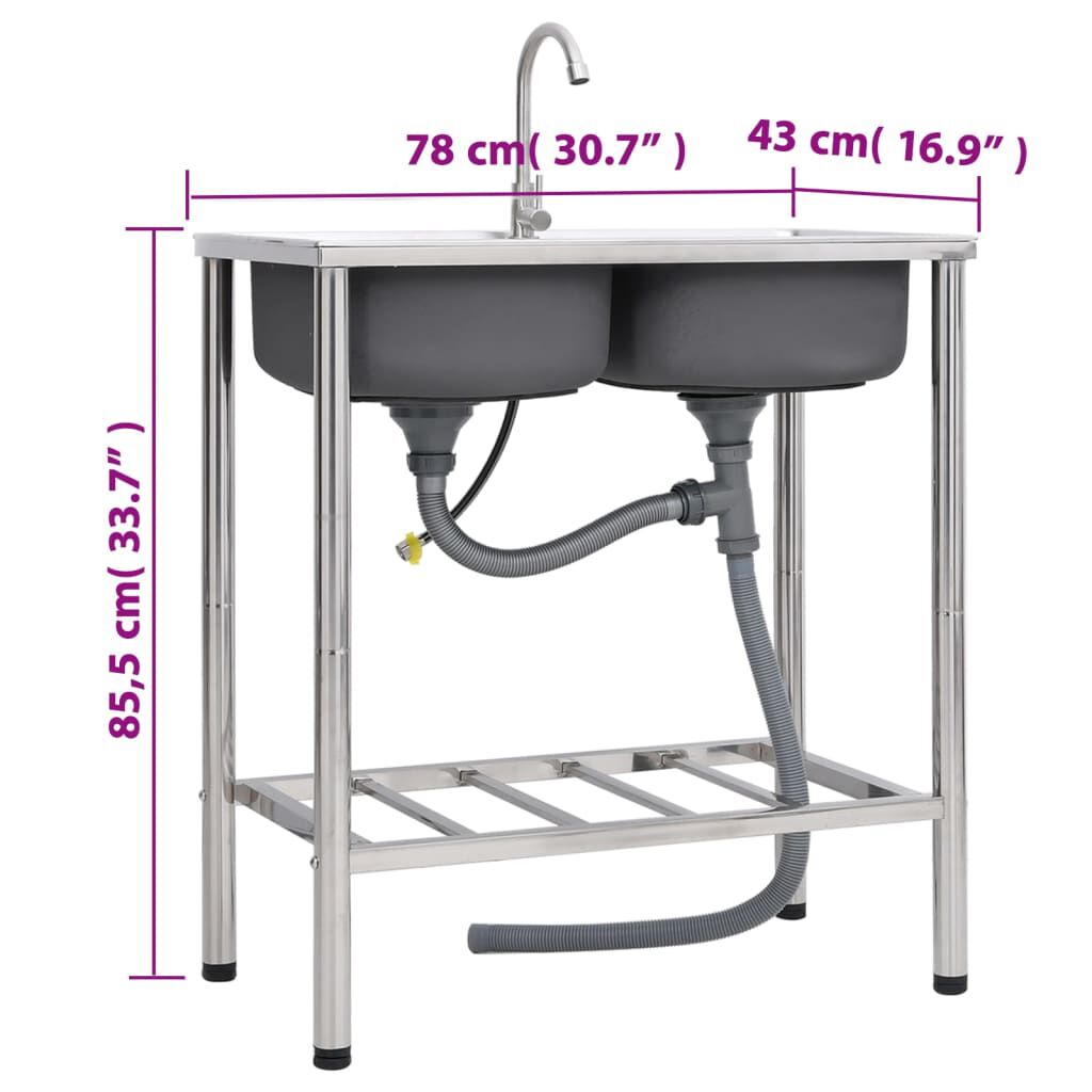 Buy VidaXL Granite Kitchen Sink Double Basin 80cm From £163.99 (Today
