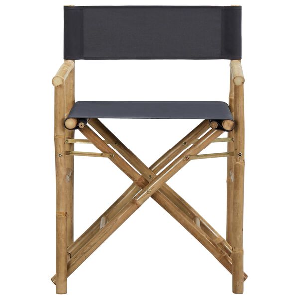 vidaXL Director's Chair Set of 2 Dark Grey Bamboo, Polyester Standard