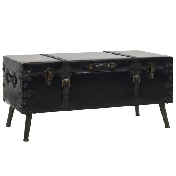 vidaXL Coffee Table Black MDF, Faux Leather, Steel 40.2 x 20.1 x 18.9 in