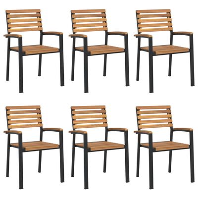 vidaXL Stackable Patio Chairs 6 pcs Solid Wood Acacia and Metal