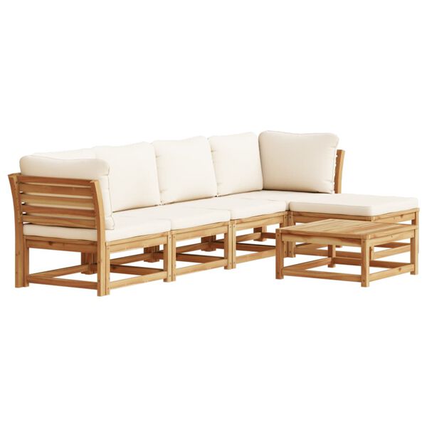 vidaXL Garden Lounge Set Cream white Solid acacia wood Medium Modular