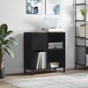 vidaXL Record Cabinet Black Engineered wood, Iron Medium Record Cabinet