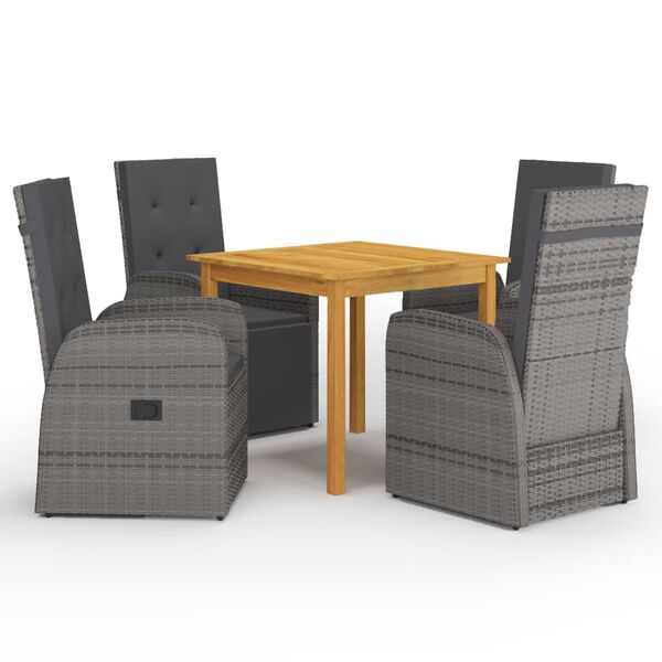 vidaXL Garden Dining Set Grey and Dark Grey
