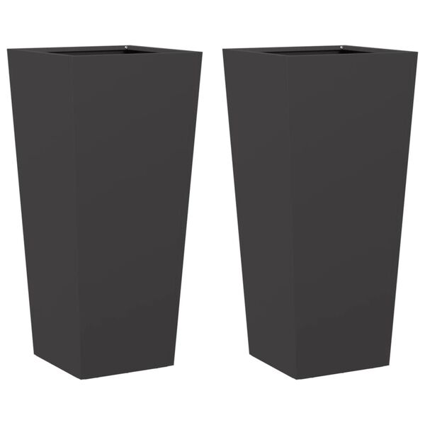 vidaXL Garden Planter Set of 2 Black Cold-rolled steel Large