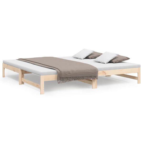 vidaXL Day Bed Natural Pine Solid Pine Wood Full